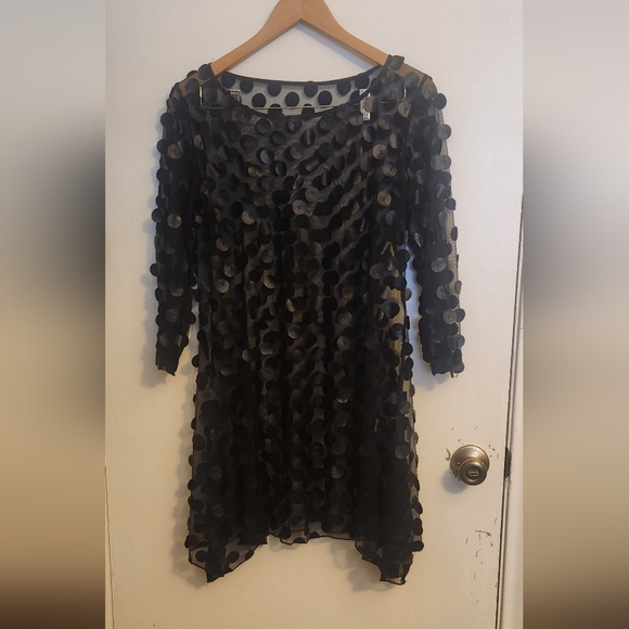 Dresses & Skirts - Sheer Black Polka Dot Long Sleeve Dress